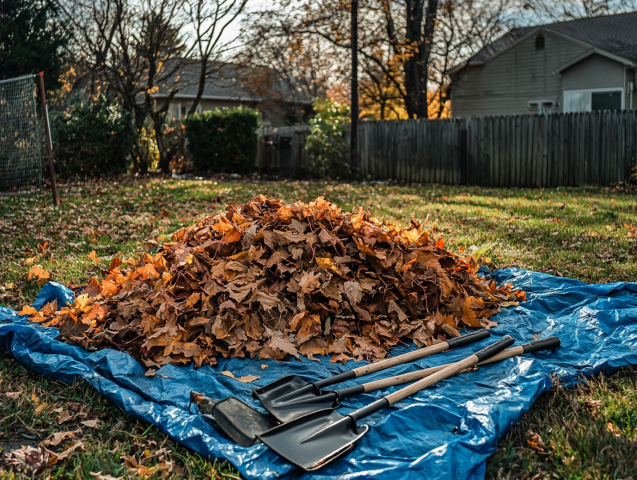 bache de jardin feuilles